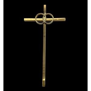 Vtg Gold Plated Christian Cross Wall Hanging Religious Wedding Marriage Shower